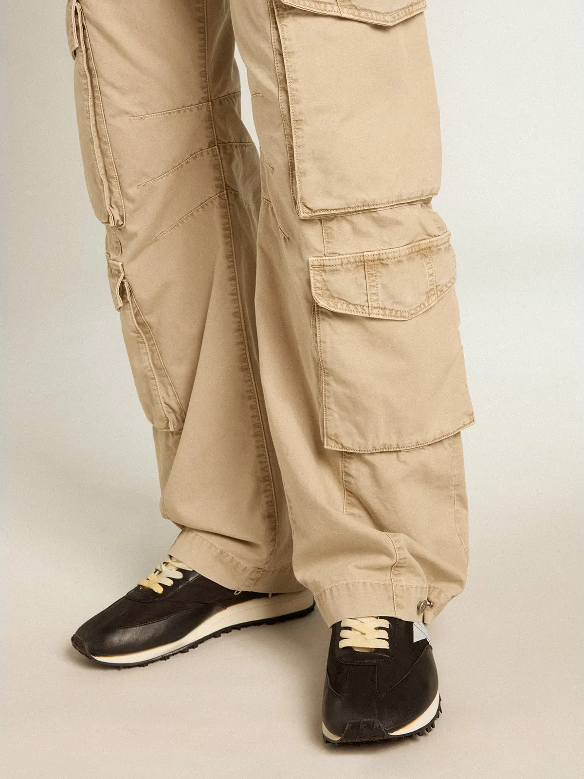 Pantalon cargo pour homme en coton kaki