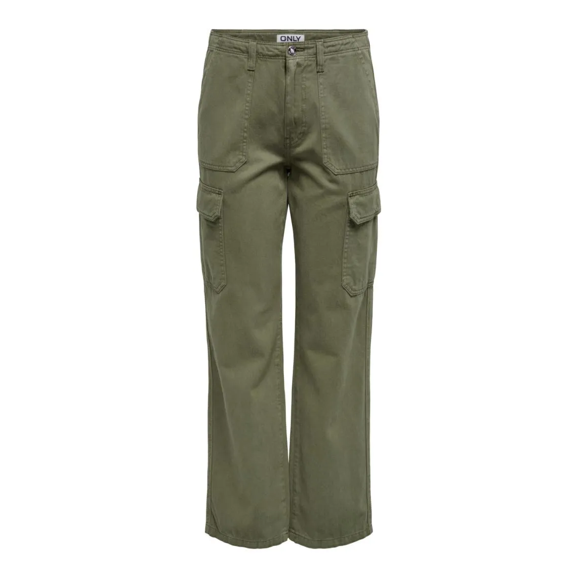 Pantalon cargo taille haute vert en coton Alia | 3 Suisses
