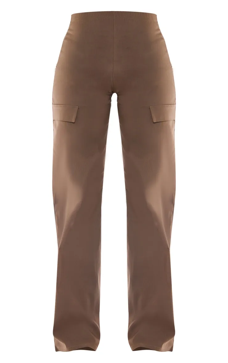 Pantalon cargo tissé stretch kaki à taille basse