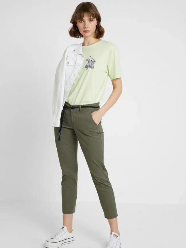 Pantalon chino droit evelyn kaki femme - Only | wimod