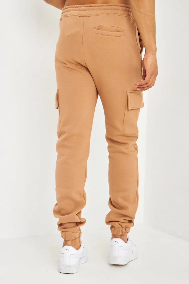 Pantalon de jogging camel poches cargo inscription Brentiny