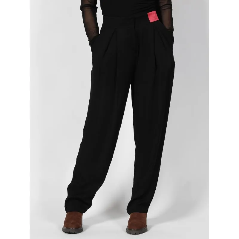 Pantalon enduit lyzie noir femme - Deeluxe | wimod