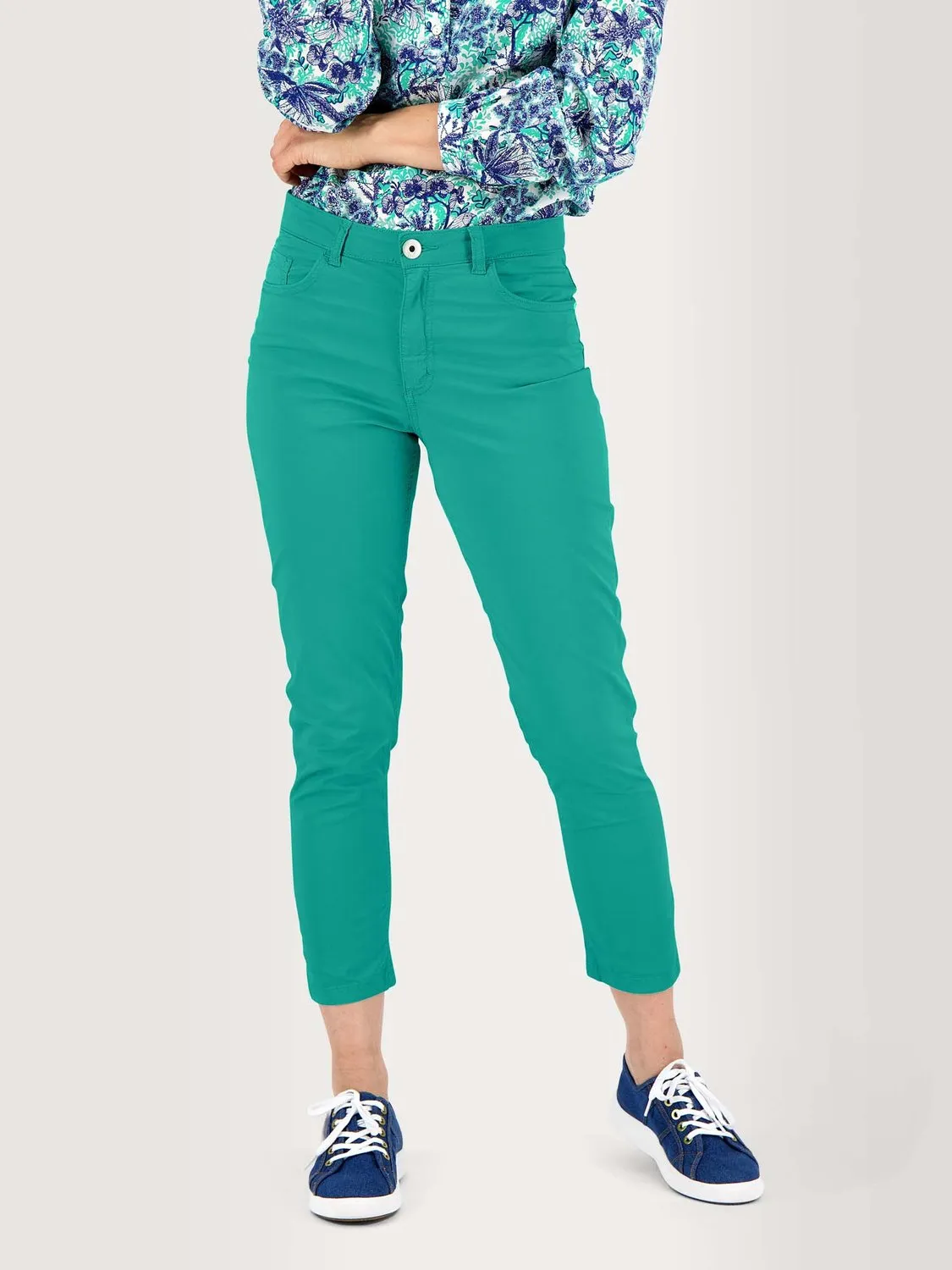 Pantalon Femme 7/8 Coton Stretch Vert tbs