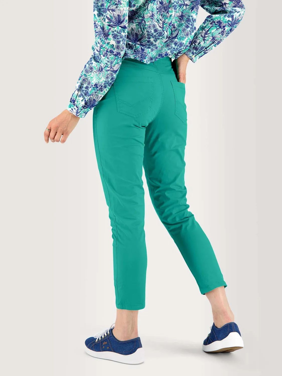 Pantalon Femme 7/8 Coton Stretch Vert tbs