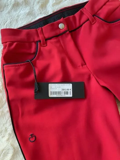 PANTALON FEMME CAVALLERIA TOSCANA "OUTLINE" ROUGE TAILLE 36FR