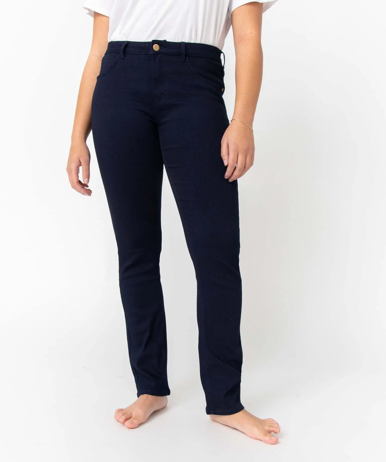 pantalon femme coupe regular taille normale bleu regular