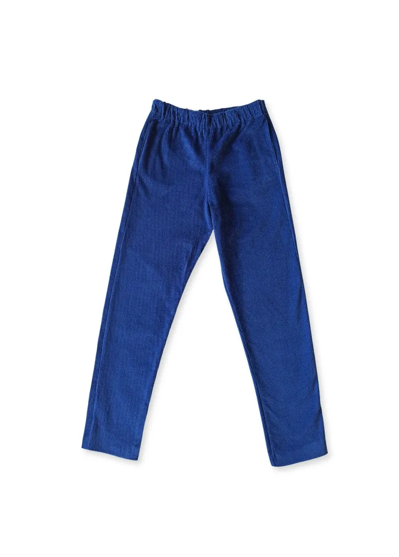 Pantalon femme velours Bleu