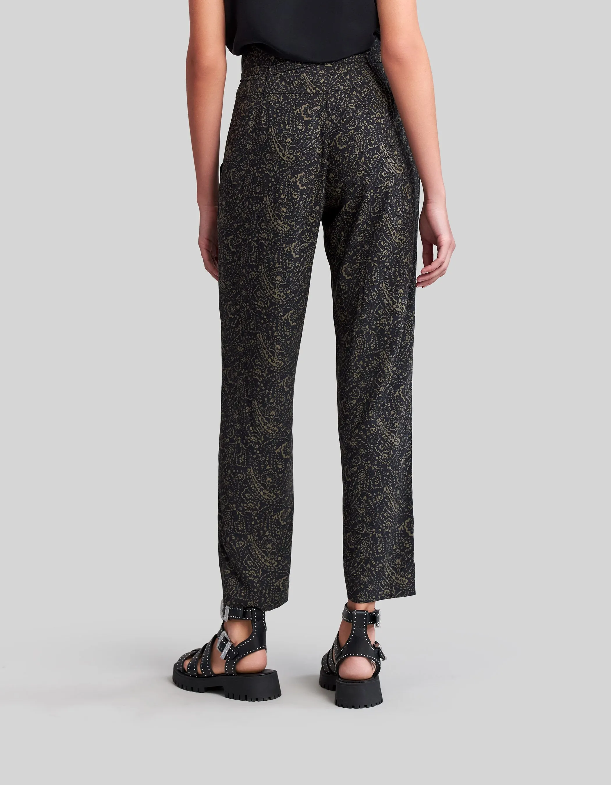 Pantalon kaki LENZING™ ECOVERO™ cachemire floral Femme