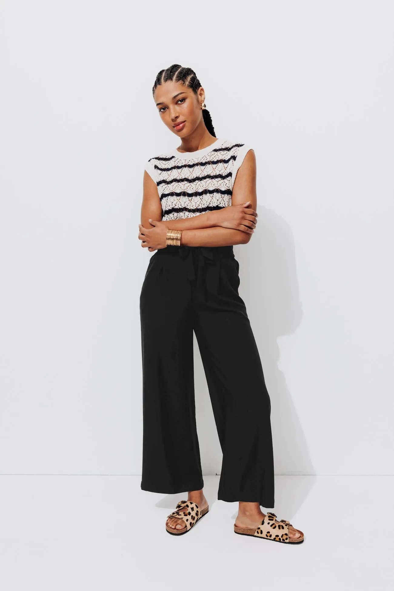 Pantalon large et fluide Femme - Noir