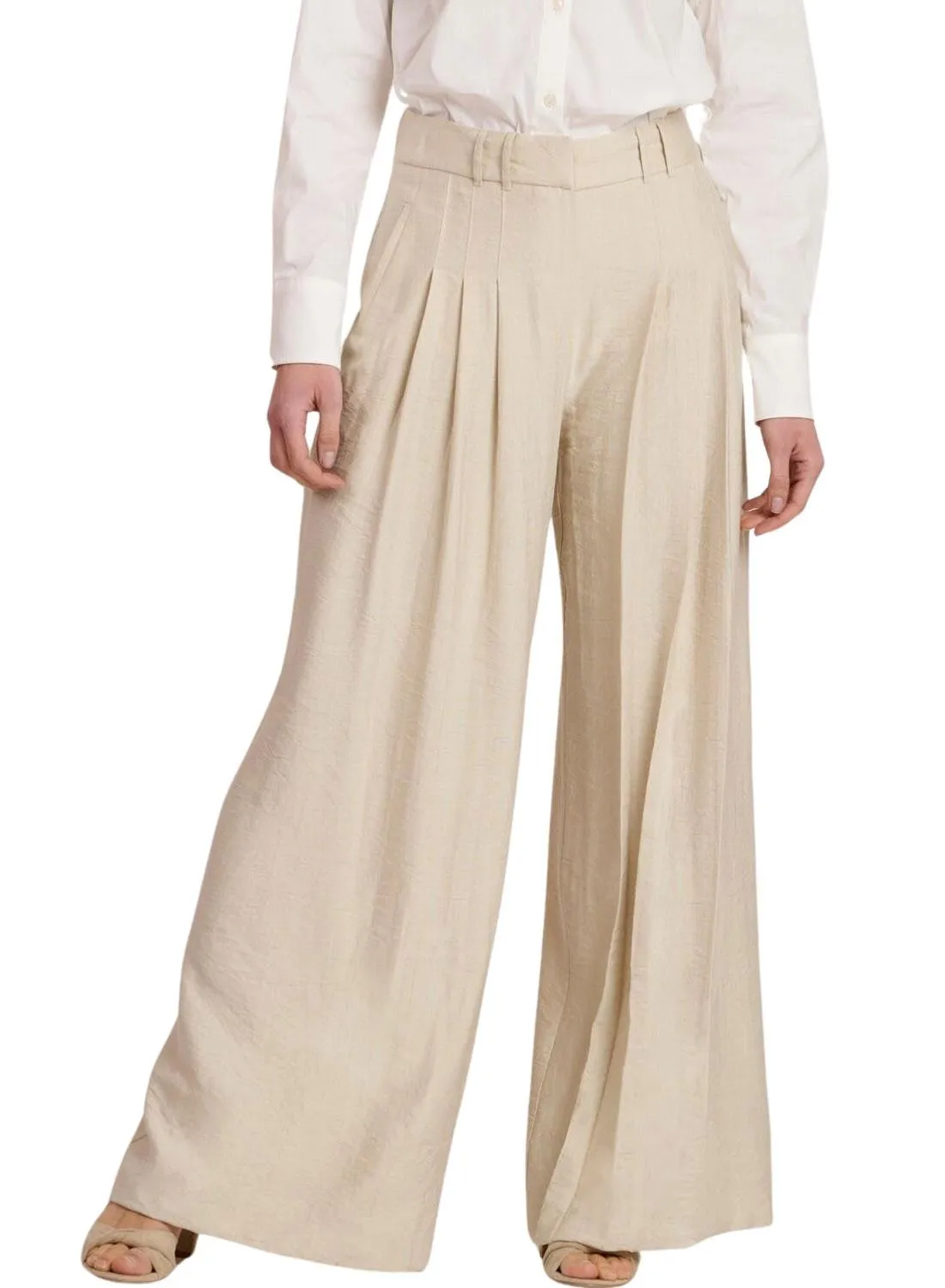 Pantalon Naf Naf Pinceaux Avant Beige Femme