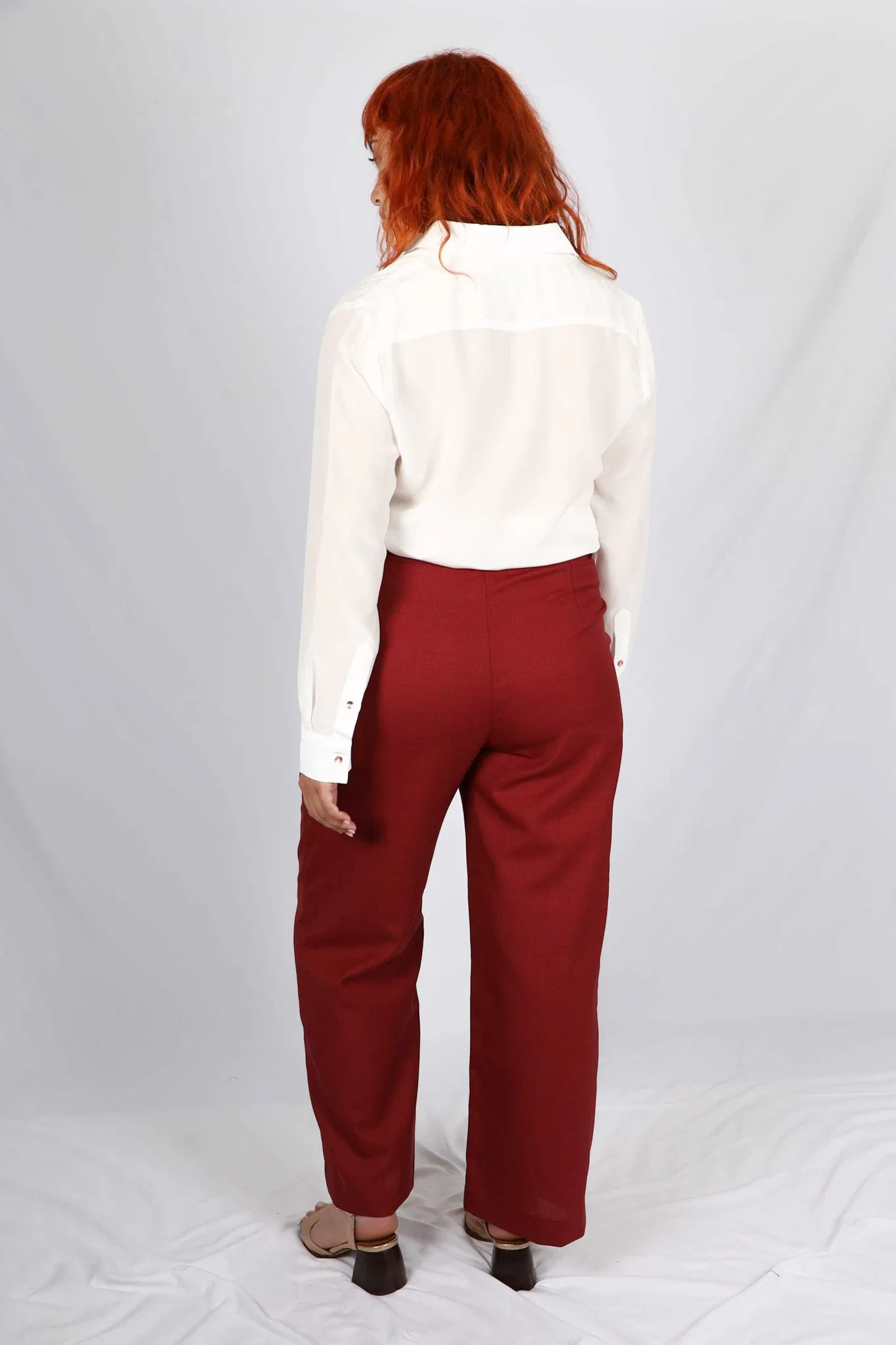 Pantalon rouge femme taille haute large Laura ATODE