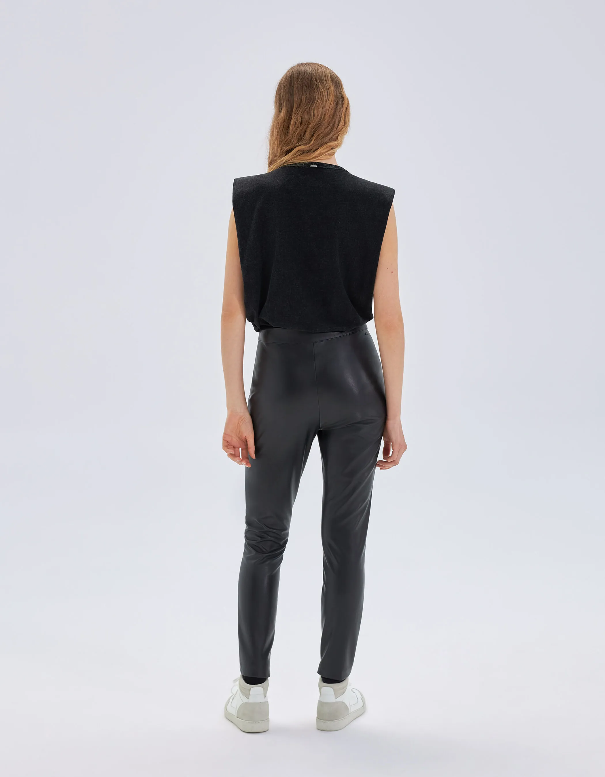 Pantalon skinny noir rock à pressions apparents Femme