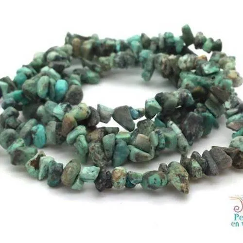 Perles chips  turquoise naturelle bleu gris vert 5 à 12mm, 1 fil de 90cm (pg232)
