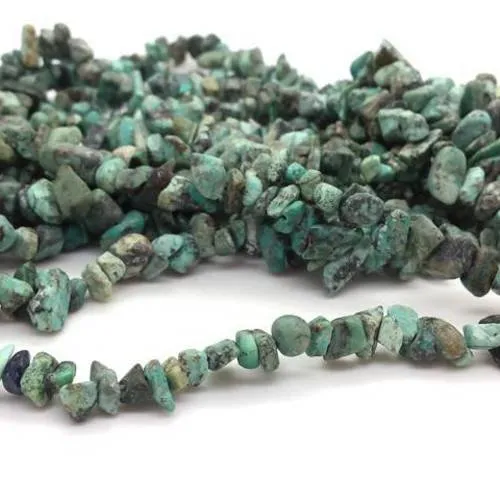 Perles chips  turquoise naturelle bleu gris vert 5 à 12mm, 1 fil de 90cm (pg232)