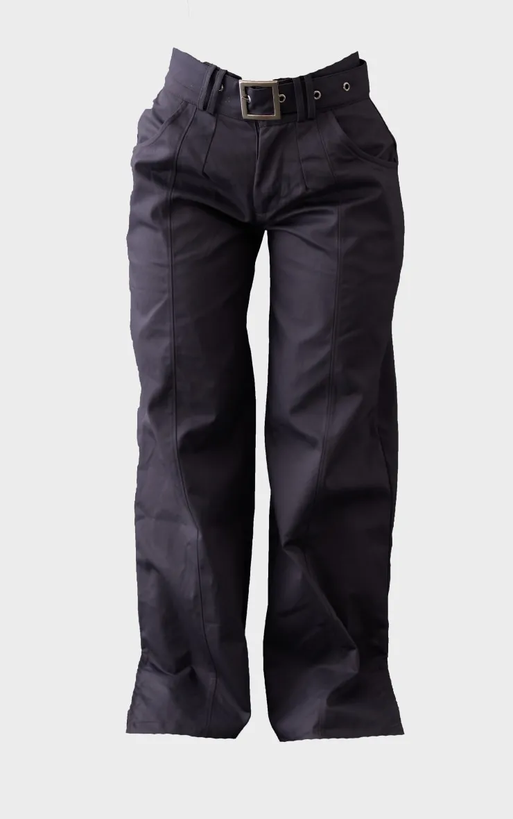 Petite Pantalon cargo gris anthracite à boucle sur l'avant