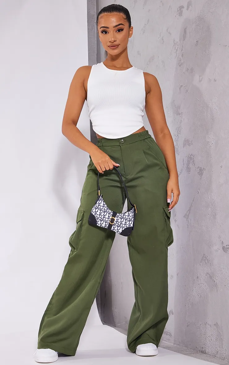 Petite Pantalon cargo style utilitaire kaki à pinces