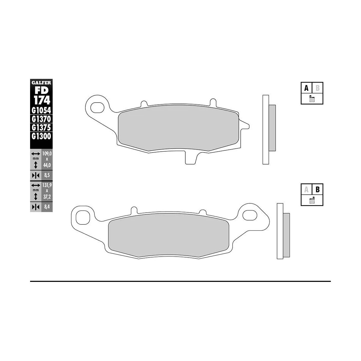 Plaquettes de frein GALFER - G1054 ORGANIQUE SEMI METAL FD174