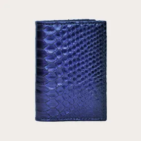 Porte-cartes de crédit en cuir de python noir dégradé de bleu