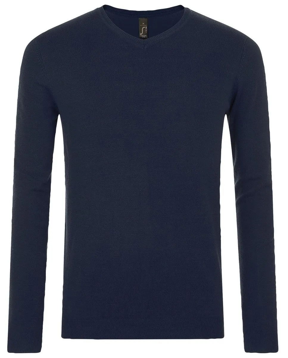 Pull classique col V - Homme - 01710 - bleu marine 