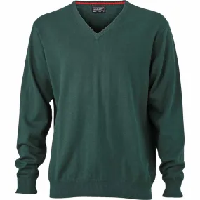 Pull classique col V - HOMME - JN659 - vert foncé 
