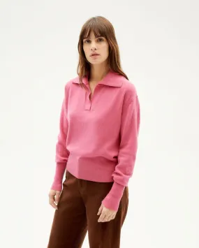 Pull col v en laine recyclée | rose "fuscia trash sheena knitted sweater" Fucsia femme