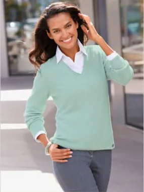Pull col v pure coton pima