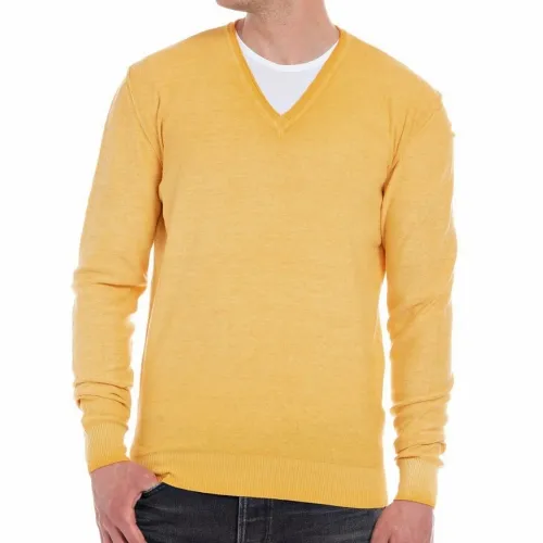 Pull col V Replay en coton jaune