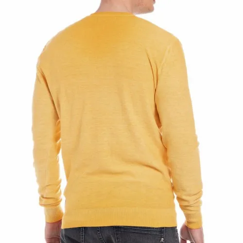 Pull col V Replay en coton jaune