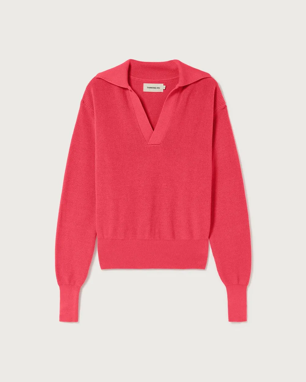 Pull col v rose en coton bio - pink sara knit sweater pink femme