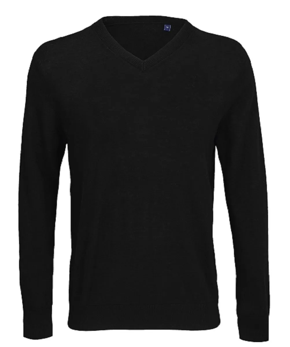 Pull laine merinos col V - Homme - 03987 - noir 