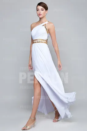 Robe blanche longue dos ouvert pour cocktail