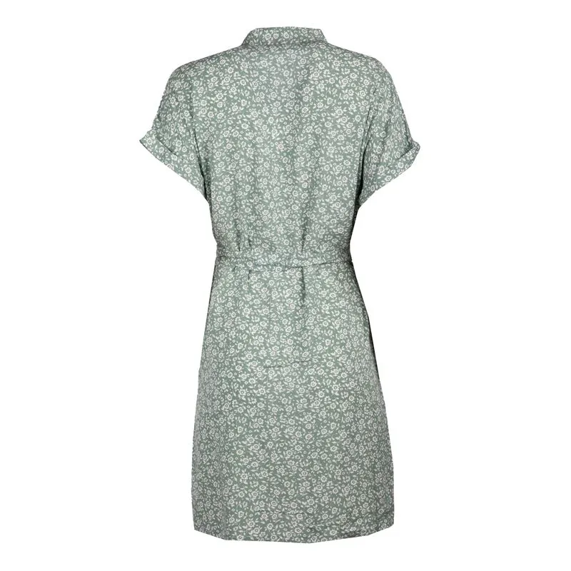 Robe chemise verte ceinturée à petites fleurs Femme VERO MODA à prix 