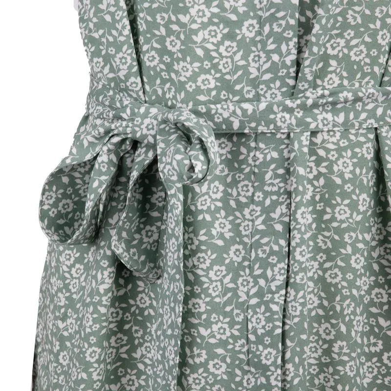 Robe chemise verte ceinturée à petites fleurs Femme VERO MODA à prix 