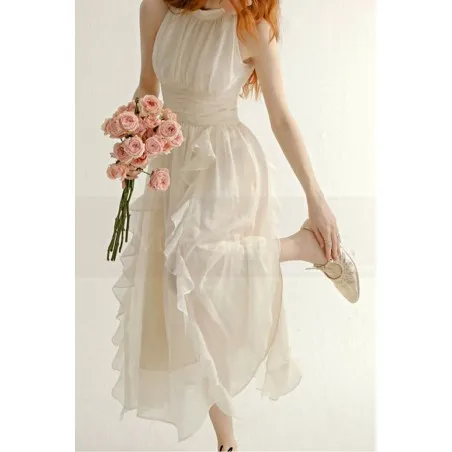 Robe cocktail blanc elegance francaise