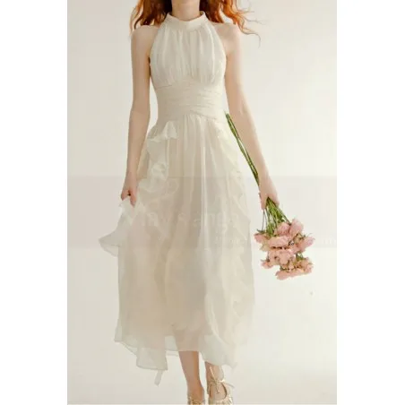 Robe cocktail blanc elegance francaise