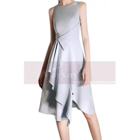 Robe cocktail courte gris argenté chic