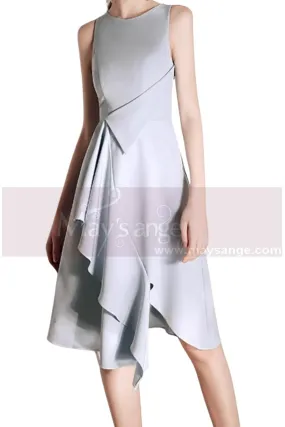 Robe cocktail courte gris argenté chic