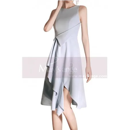 Robe cocktail courte gris argenté chic