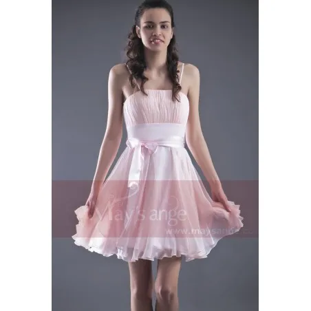 Robe cocktail courte sentimentale rosée mousseline légère