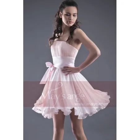 Robe cocktail courte sentimentale rosée mousseline légère