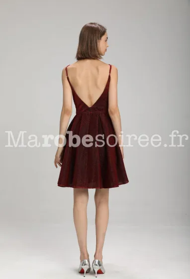 Robe cocktail dos nu pailletée - Réf 2199 SUR DEMANDE en LYCRA, Paillette