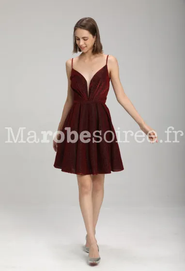 Robe cocktail dos nu pailletée - Réf 2199 SUR DEMANDE en LYCRA, Paillette