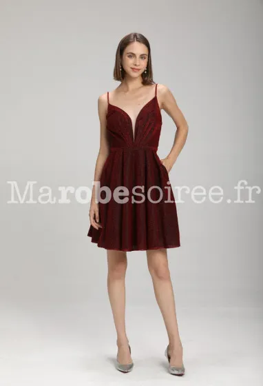 Robe cocktail dos nu pailletée - Réf 2199 SUR DEMANDE en LYCRA, Paillette