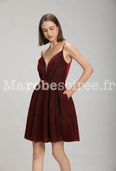 Robe cocktail dos nu pailletée - Réf 2199 SUR DEMANDE en LYCRA, Paillette