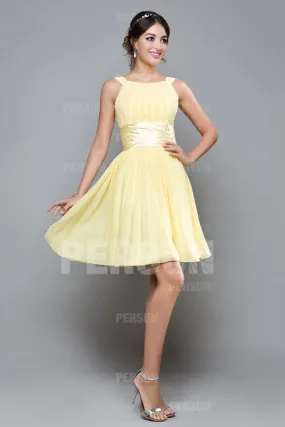 Robe cocktail femme courte jaune pastel pour mariage en été