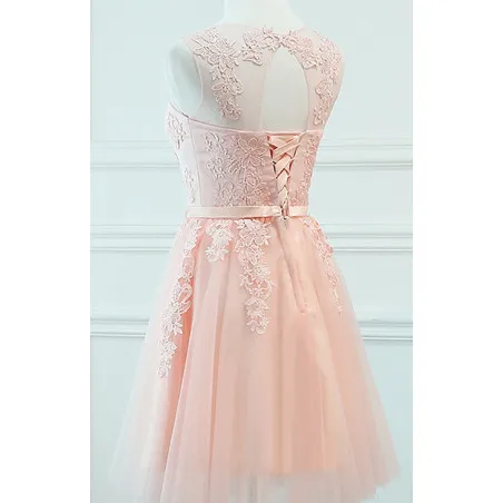 robe cocktail rose bonbon dentelle  courte