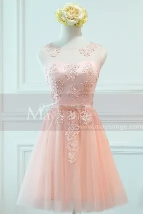 robe cocktail rose bonbon dentelle  courte