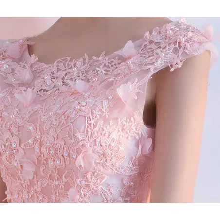 robe cocktail rose dentelle fleurs chic