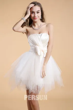 Robe courte cocktail bustier effet féerique à noeud papillon