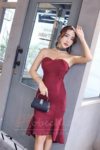 Robe de Cocktail Bustier Manquant Sans Manches Fermeture éclair